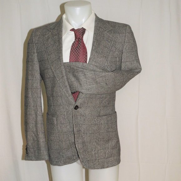 Yves Saint Laurent Rive Gauche Tom Ford Era Gray Plaid Cashmere Blend Blazer 38R - Picture 5 of 13